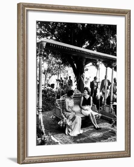 Mrs. John F. Kennedy with Mrs. Indira Gandhi During Her Visit to India-null-Framed Premium Photographic Print