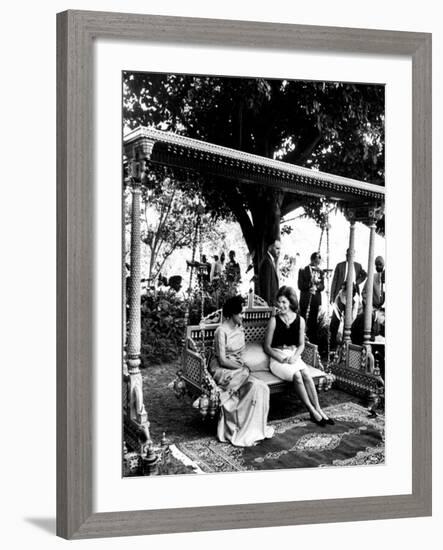 Mrs. John F. Kennedy with Mrs. Indira Gandhi During Her Visit to India-null-Framed Premium Photographic Print