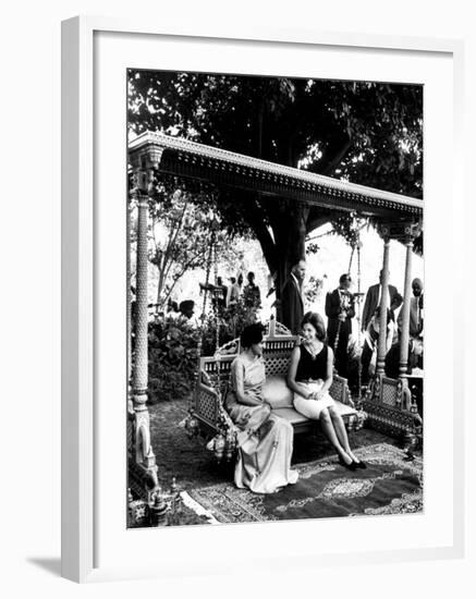 Mrs. John F. Kennedy with Mrs. Indira Gandhi During Her Visit to India-null-Framed Premium Photographic Print