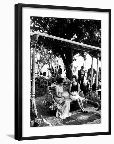 Mrs. John F. Kennedy with Mrs. Indira Gandhi During Her Visit to India-null-Framed Premium Photographic Print