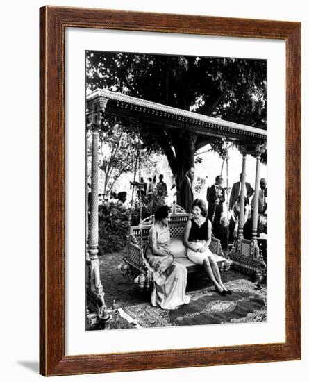 Mrs. John F. Kennedy with Mrs. Indira Gandhi During Her Visit to India-null-Framed Premium Photographic Print