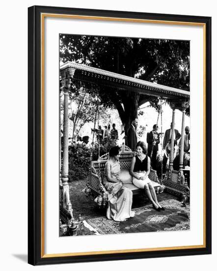 Mrs. John F. Kennedy with Mrs. Indira Gandhi During Her Visit to India-null-Framed Premium Photographic Print