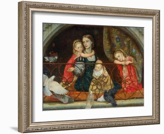 Mrs Leathart and Her Three Children, C.1863-65-Arthur Hughes-Framed Giclee Print