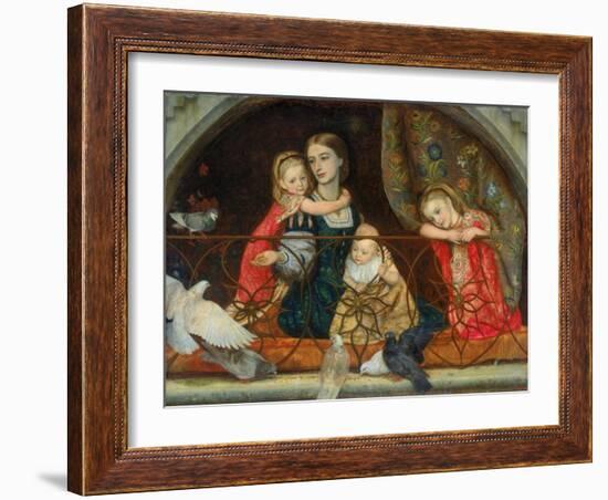 Mrs Leathart and Her Three Children, C.1863-65-Arthur Hughes-Framed Giclee Print