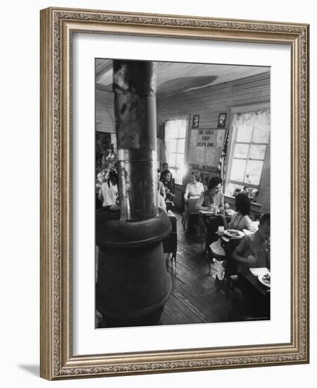 Mrs. Lyndon B. Johnson Eating Lunch with School Kids-Stan Wayman-Framed Photographic Print