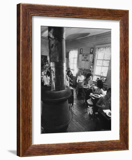 Mrs. Lyndon B. Johnson Eating Lunch with School Kids-Stan Wayman-Framed Photographic Print