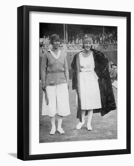 Mrs Mallory and Suzanne Lenglen before their Famous First Final at the 'New' Wimbledon, 1922-null-Framed Giclee Print