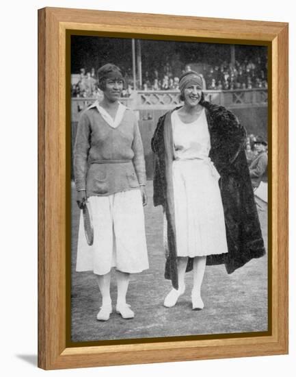 Mrs Mallory and Suzanne Lenglen before their Famous First Final at the 'New' Wimbledon, 1922-null-Framed Premier Image Canvas
