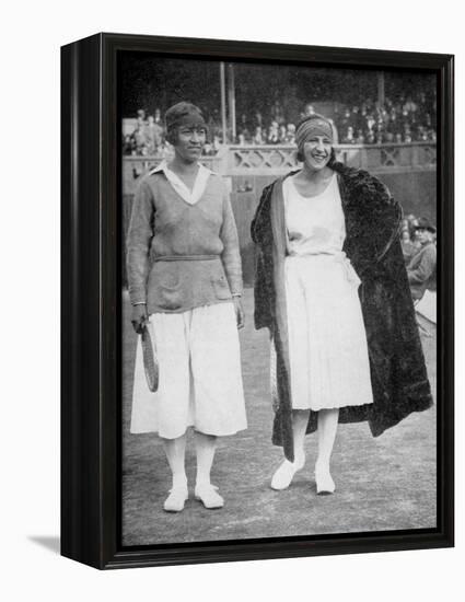 Mrs Mallory and Suzanne Lenglen before their Famous First Final at the 'New' Wimbledon, 1922-null-Framed Premier Image Canvas