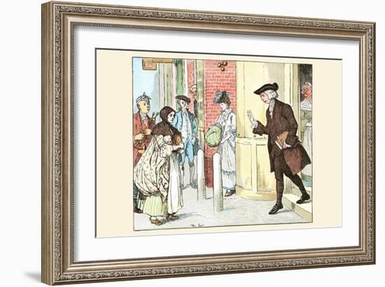 Mrs. Mary Blaize Is Given a Good Morning from a Gentleman Leaving His Home-Randolph Caldecott-Framed Art Print