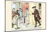 Mrs. Mary Blaize Is Given a Good Morning from a Gentleman Leaving His Home-Randolph Caldecott-Mounted Art Print