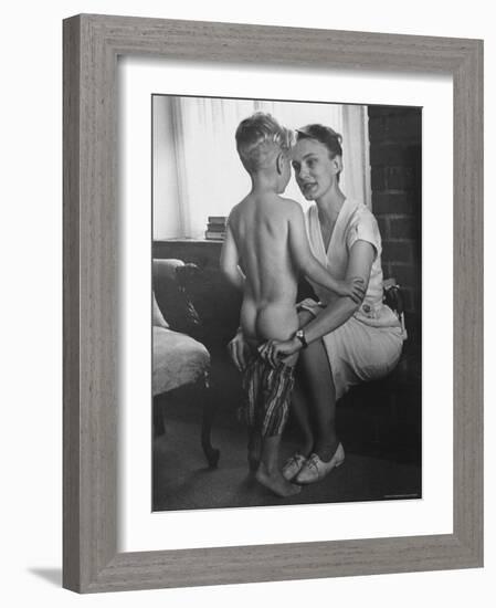 Mrs. Maryly Van Leer Peck, Engineer with Rocketdyne Corp. in Calif, Spending Some Time with Her Son-Allan Grant-Framed Photographic Print