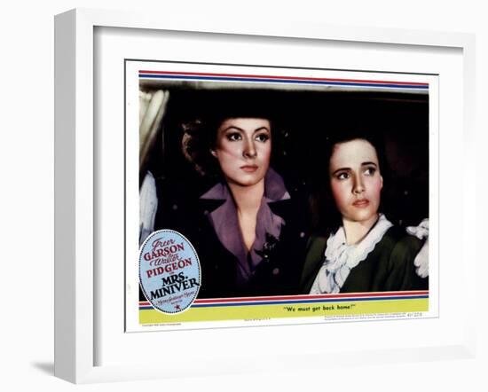 Mrs. Miniver, from Left, Greer Garson, Teresa Wright, 1942-null-Framed Art Print