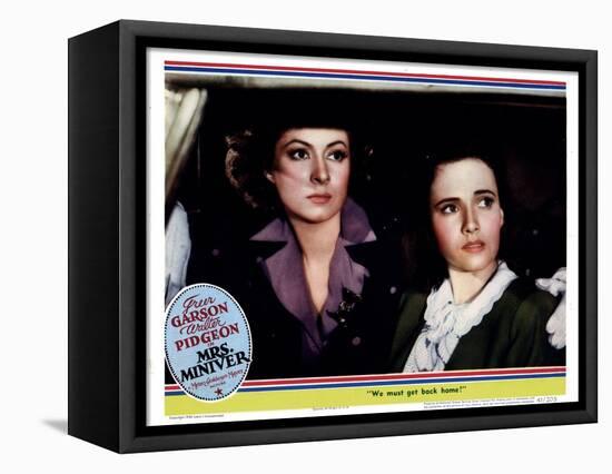 Mrs. Miniver, from Left, Greer Garson, Teresa Wright, 1942-null-Framed Stretched Canvas