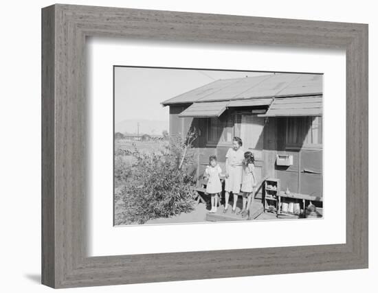 Mrs. Naguchi, with Louise Tami Nakamura and Joyce Yuki Nakamura at Manzanar, 1943-Ansel Adams-Framed Photographic Print