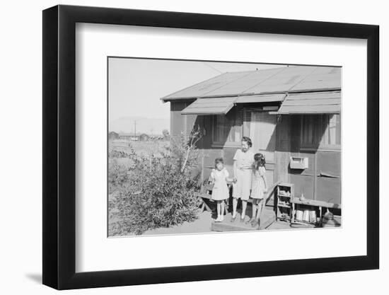 Mrs. Naguchi, with Louise Tami Nakamura and Joyce Yuki Nakamura at Manzanar, 1943-Ansel Adams-Framed Photographic Print