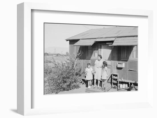 Mrs. Naguchi, with Louise Tami Nakamura and Joyce Yuki Nakamura at Manzanar, 1943-Ansel Adams-Framed Photographic Print