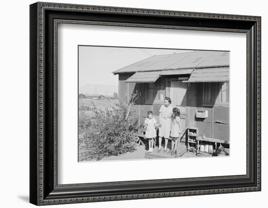 Mrs. Naguchi, with Louise Tami Nakamura and Joyce Yuki Nakamura at Manzanar, 1943-Ansel Adams-Framed Photographic Print