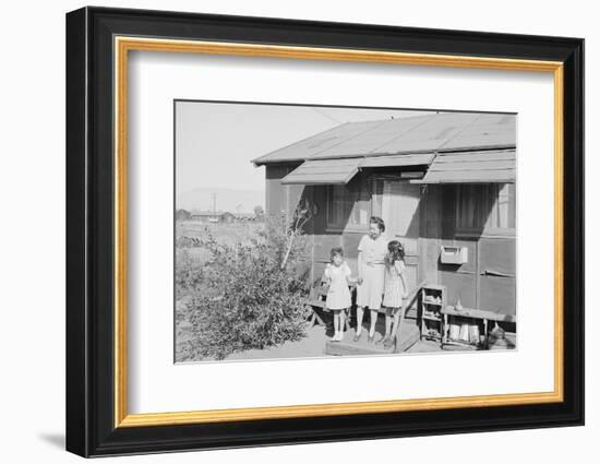 Mrs. Naguchi, with Louise Tami Nakamura and Joyce Yuki Nakamura at Manzanar, 1943-Ansel Adams-Framed Photographic Print