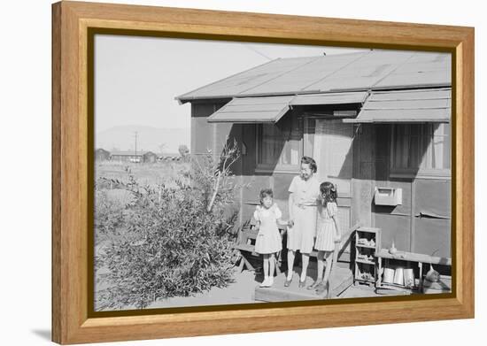 Mrs. Naguchi, with Louise Tami Nakamura and Joyce Yuki Nakamura at Manzanar, 1943-Ansel Adams-Framed Premier Image Canvas