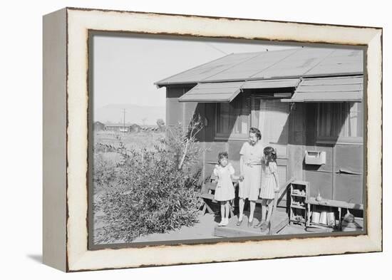 Mrs. Naguchi, with Louise Tami Nakamura and Joyce Yuki Nakamura at Manzanar, 1943-Ansel Adams-Framed Premier Image Canvas