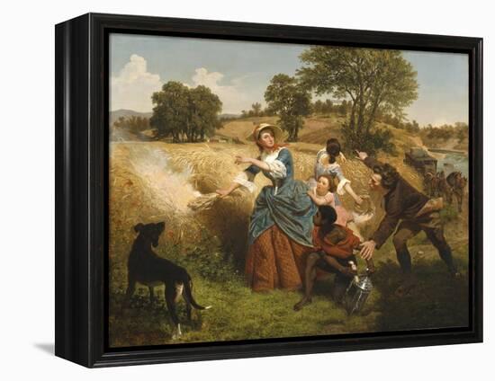 Mrs. Schuyler Burning Her Wheat Fields on the Approach of the British, 1852-Emanuel Gottlieb Leutze-Framed Premier Image Canvas