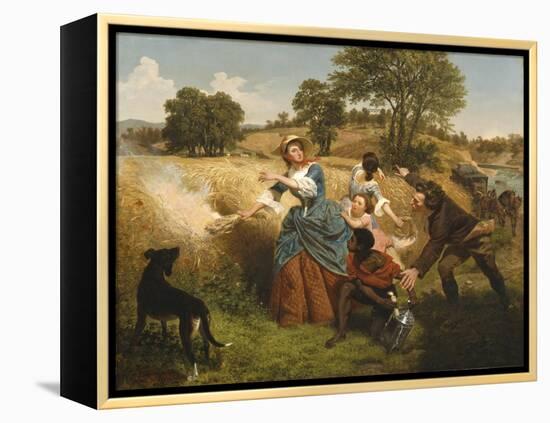 Mrs. Schuyler Burning Her Wheat Fields on the Approach of the British, 1852-Emanuel Gottlieb Leutze-Framed Premier Image Canvas