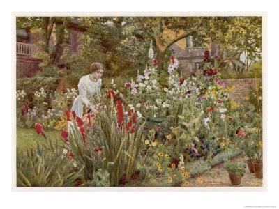 Mrs Spooner In Her Thames Side Garden At Hammersmith West London