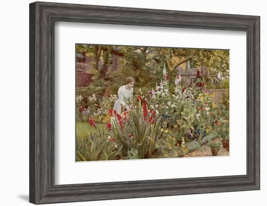 Mrs Spooner in Her Thames-Side Garden at Hammersmith West London-Beatrice Parsons-Framed Photographic Print