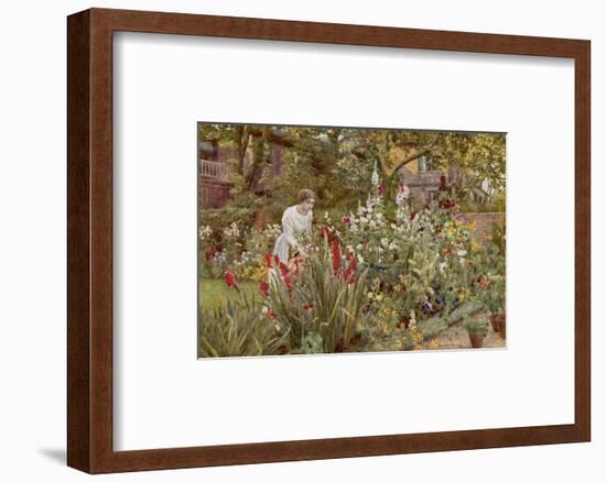 Mrs Spooner in Her Thames-Side Garden at Hammersmith West London-Beatrice Parsons-Framed Photographic Print