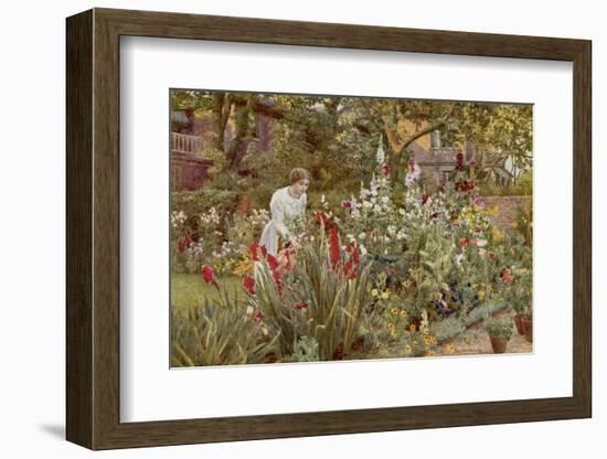 Mrs Spooner in Her Thames-Side Garden at Hammersmith West London-Beatrice Parsons-Framed Photographic Print