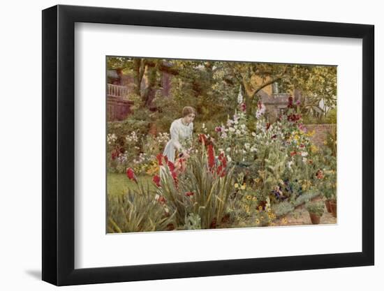 Mrs Spooner in Her Thames-Side Garden at Hammersmith West London-Beatrice Parsons-Framed Photographic Print