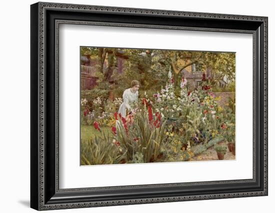 Mrs Spooner in Her Thames-Side Garden at Hammersmith West London-Beatrice Parsons-Framed Photographic Print