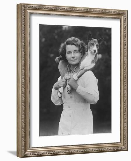 Mrs Tudor-Williams with One of Her Basenjis Kwango of the Congo-Thomas Fall-Framed Photographic Print