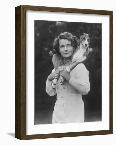 Mrs Tudor-Williams with One of Her Basenjis Kwango of the Congo-Thomas Fall-Framed Photographic Print