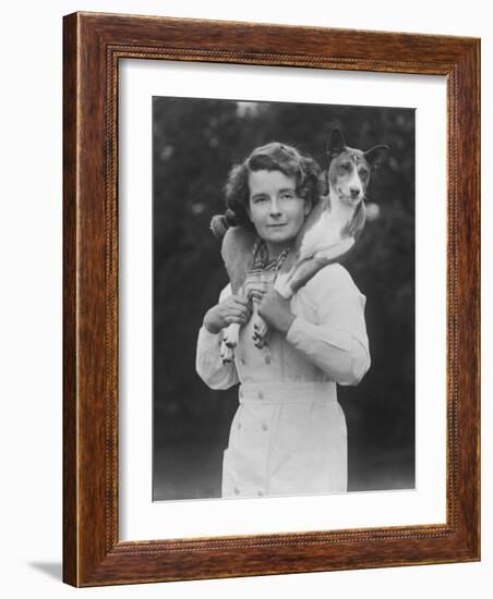 Mrs Tudor-Williams with One of Her Basenjis Kwango of the Congo-Thomas Fall-Framed Photographic Print