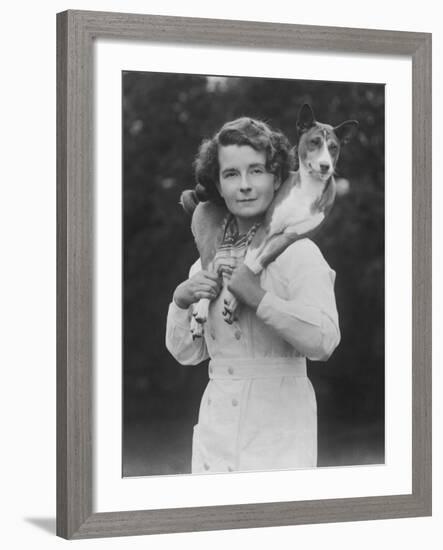 Mrs Tudor-Williams with One of Her Basenjis Kwango of the Congo-Thomas Fall-Framed Photographic Print