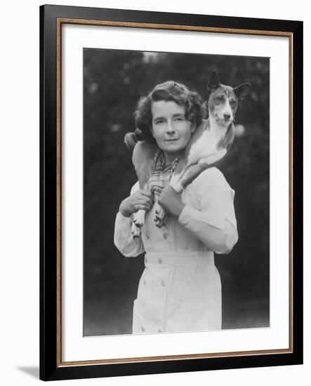 Mrs Tudor-Williams with One of Her Basenjis Kwango of the Congo-Thomas Fall-Framed Photographic Print