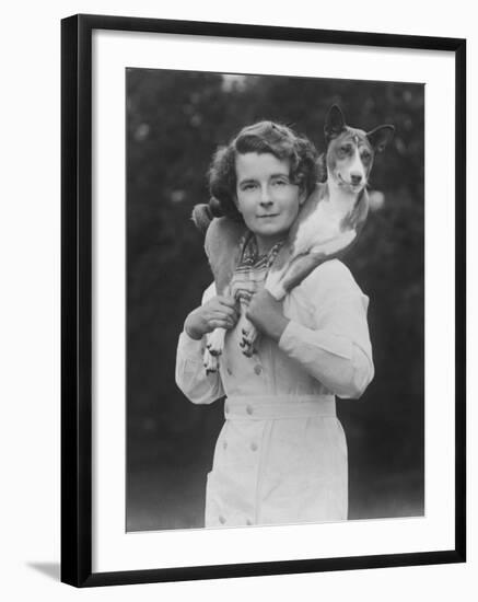 Mrs Tudor-Williams with One of Her Basenjis Kwango of the Congo-Thomas Fall-Framed Photographic Print