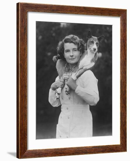 Mrs Tudor-Williams with One of Her Basenjis Kwango of the Congo-Thomas Fall-Framed Photographic Print