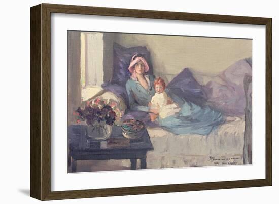 Mrs Winston Churchill with Her Daughter, Sarah, after 1914 (Oil on Canvas)-John Lavery-Framed Giclee Print