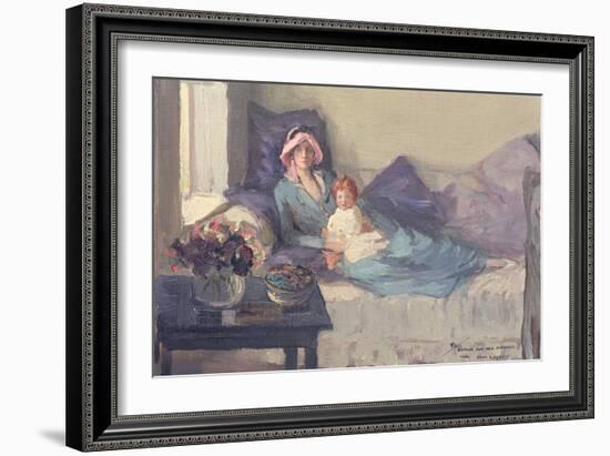 Mrs Winston Churchill with Her Daughter, Sarah, after 1914 (Oil on Canvas)-John Lavery-Framed Giclee Print