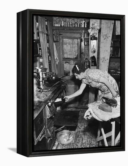 Mrs. Yandle Cooking on Coal Stove, Yacolt Mt, Future Recipients of Electricity from Bonneville Dam-Alfred Eisenstaedt-Framed Premier Image Canvas