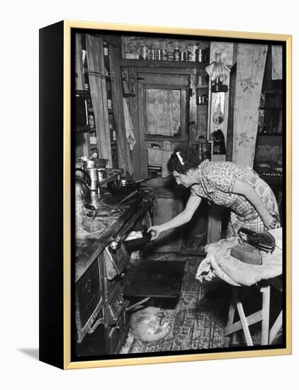 Mrs. Yandle Cooking on Coal Stove, Yacolt Mt, Future Recipients of Electricity from Bonneville Dam-Alfred Eisenstaedt-Framed Premier Image Canvas