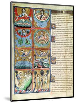 Ms 1 f.4v The Creation of the World, from the Souvigny Bible-French School-Mounted Premium Giclee Print