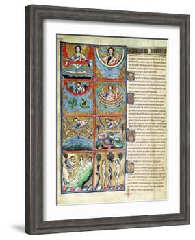 Ms 1 f.4v The Creation of the World, from the Souvigny Bible-French School-Framed Giclee Print