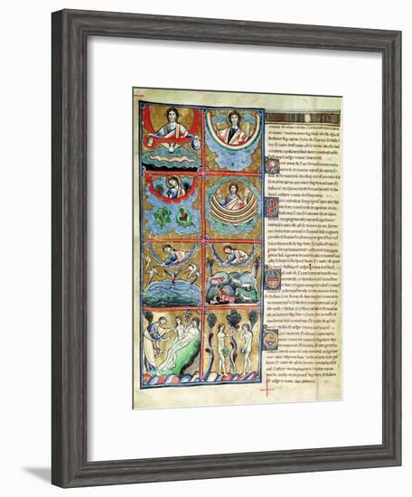 Ms 1 f.4v The Creation of the World, from the Souvigny Bible-French School-Framed Giclee Print