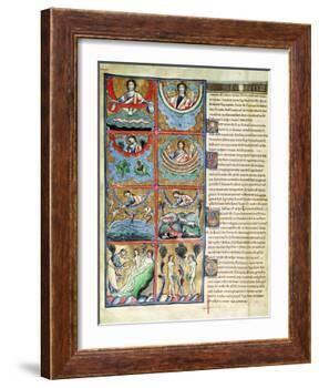 Ms 1 f.4v The Creation of the World, from the Souvigny Bible-French School-Framed Giclee Print