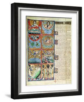 Ms 1 f.4v The Creation of the World, from the Souvigny Bible-French School-Framed Giclee Print