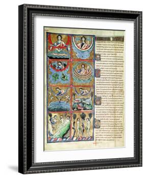 Ms 1 f.4v The Creation of the World, from the Souvigny Bible-French School-Framed Giclee Print